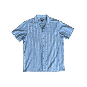 Threadbare Men’s XL Blue White Stripe S/S Shirt Button Down